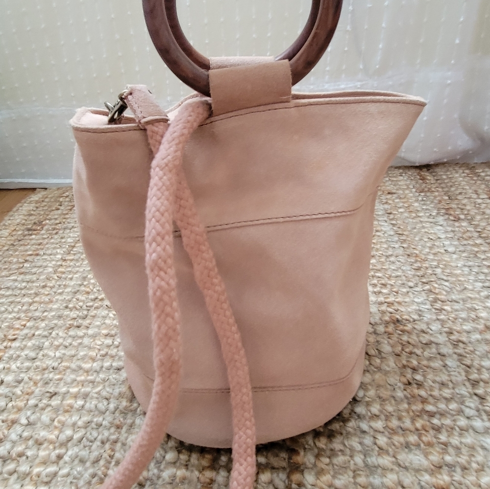 Lucky Brand Blush Suede Bucket Bag